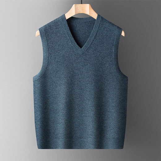 XJSGS international high-end brand woolen sweater vest men's waistcoat V-neck dad wear middle-aged and elderly vest autumn and winter sweater high-end black and red ready stock winter style XL/180/96A