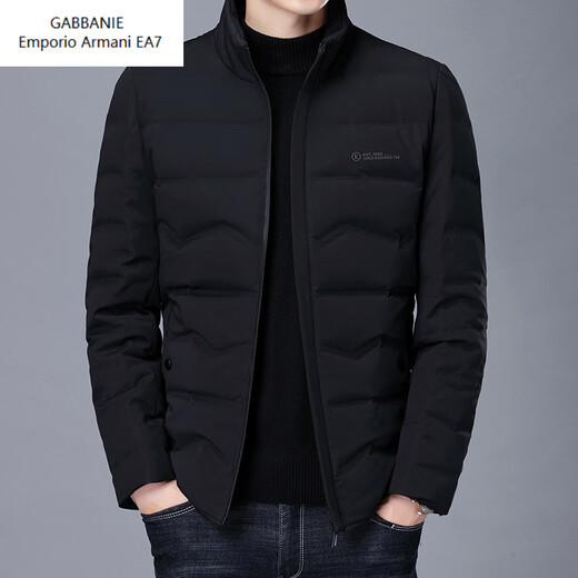 Emporio Armani EA7 Armani Down Jacket Men's Short Stand Collar New Winter White Duck Down Jacket Young and Middle-aged Korean Version Thick Warm Men's Clothing Black 3XL 190