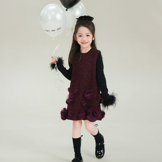 UTOUTO Big Ear Elephant Girls Glitter Mesh Three-dimensional Flower Tank Top 2026 Spring Niche Princess Skirt 2509228 Fairy White 110 Chirmi Size