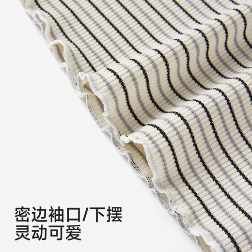 Yingshi shopping mall same style children's clothing children's long-sleeved T-shirt striped bottoming shirt knitted inner top for girls black and white stripes 80 cm