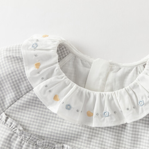 DAVE&BELLA children's shirts 2026 spring new pure cotton girls' shirts baby girls long-sleeved bottoming shirts children's tops children's clothing gray and white check in stock 100 cm (recommended height 90-100cm)