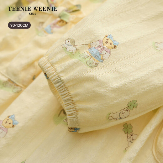 Teenie Weenie Kids 26th new baby girl full-print sweet lace collar dress yellow 110 cm
