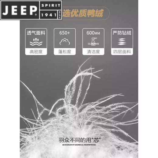 JEEP SPIRIT2025 new down jacket men's autumn and winter thickened baseball jacket winter jacket stand collar fashion short duck down jacket brown duck down M