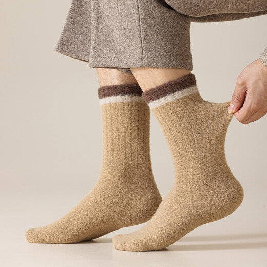 Australian velvet warm men's socks mid-calf socks autumn and winter thickened plush plush sleeping floor winter stockings white black one size fits all size 3744 warm care