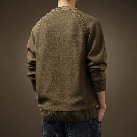 Romon Retro American Color Block Pocket Sweater Men's Autumn and Winter Thickened Loose Large Size Men's Knitwear Carbon Gray M