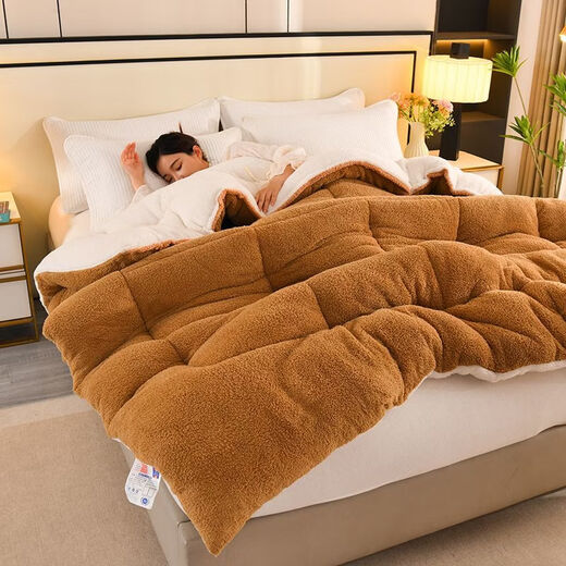 Fantasy thickened lamb velvet quilt double-sided velvet extra thick 10Jin Jin equals 0.5kg Winter quilt single student dormitory winter double quilt core quilt upgraded model white camel double-sided velvet 3 seconds quick heating 200x230 9Jin Jin equals 0.5kg thickened winter quilt