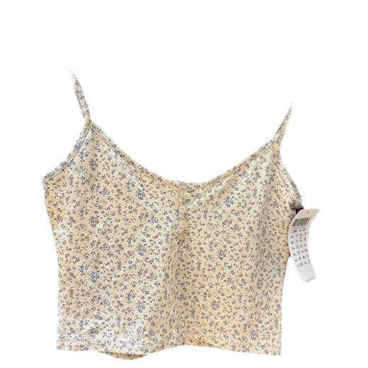 BM style new floral camisole women's bm three-button navel-baring bottoming inner short top blue flower camisole one size