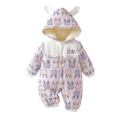 YEE SI Ying's same style baby jumpsuit winter thickened cotton coat New Year's greetings hooded baby quilted haha ​​cute bear 280g cotton thickened version 66 cm