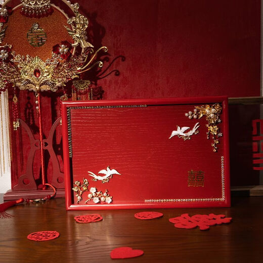 Pupan Engagement Tea Cup Tray Wedding Sugar Plate Fruit Tray Wedding Red Wooden Toast Tray Wedding Banquet Supplies Supreme C Style