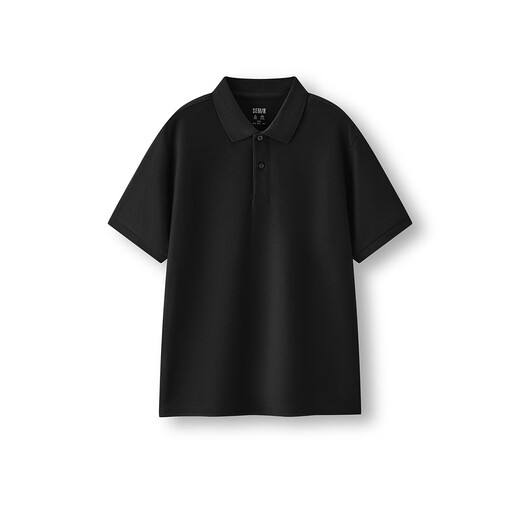Semir POLO shirt for men in summer, moisture-absorbent and quick-drying, simple solid color short-sleeved T-shirt, slim fit top, versatile for commuting, black 90001 M