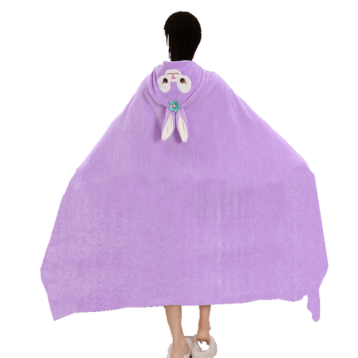 Chongyou children's bath towel, adult cloak, hooded bath towel, adult absorbent, lint-free bathrobe, pink cat long-sleeved style (height 150-180)