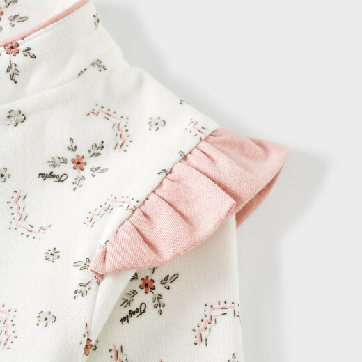 Tongtai baby girl jumpsuit spring and autumn modal cotton children's clothes for girls going out small floral new Chinese style harem pink 73cm