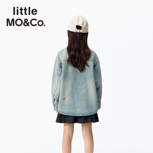 Little MO&Co. Show same style little moco children's clothing 26 new children's pony pure cotton denim shirt long-sleeved parent-child denim blue 140 140/68