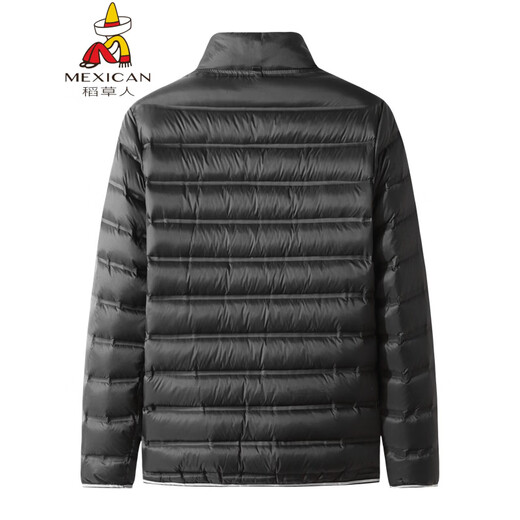 稻草人胖子哥2025年秋冬新款男青年加肥加大码时尚休闲立领轻薄羽绒服 黑色 7XL
