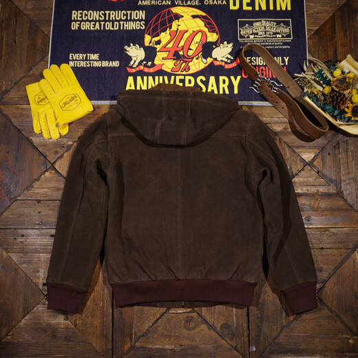 CHEVALPES international first-line brand classic replica card hafnium suede suede cowhide leather jacket men's American workwear hooded suede cowhide XL