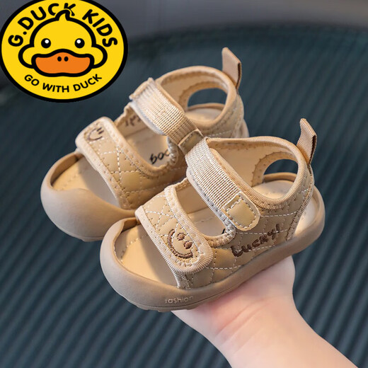 G.duck little yellow duck baby sandals soft bottom baby summer toddler shoes 1-3 years old boys and girls with Baotou toddlers beige 20 yards / inner length 14.5CM