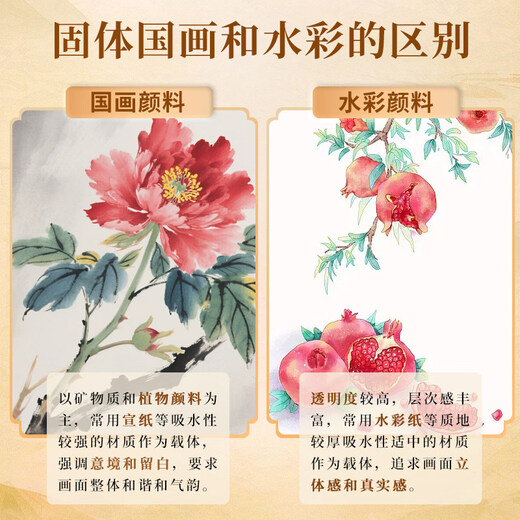 Rubens solid Chinese painting pigments beginner set primary school students Chinese painting pigments 12 colors 24 colors ink painting tools Chinese painting supplies complete set of junior high school art class materials pigment set Blooming Chinese painting pigments 24 colors single box