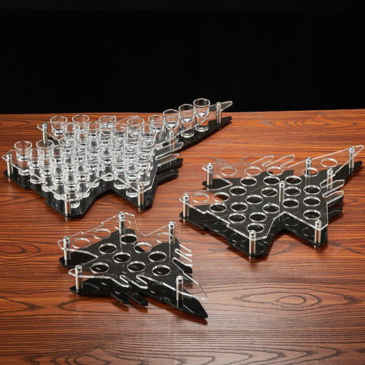 Fantasy foreign wine glass set household high-end wine glass trumpet wine set wine cup bullet bar wine pot (round frame) 1 pot 24 cups