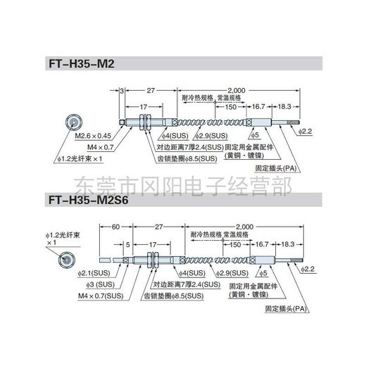 New Pnsic heat-resistant type-40 to 350 fiber optic sensor through-beam type FT-H35-M2S6