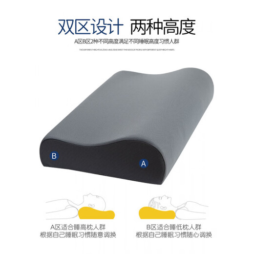 He Jiagong pillow cervical vertebra support to help sleep single male pillow core pair for home student dormitory single whole head for a long time without collapse Gentleman Gray - Upgraded Pillowcase + Memory Foam Pillow Core One Pack