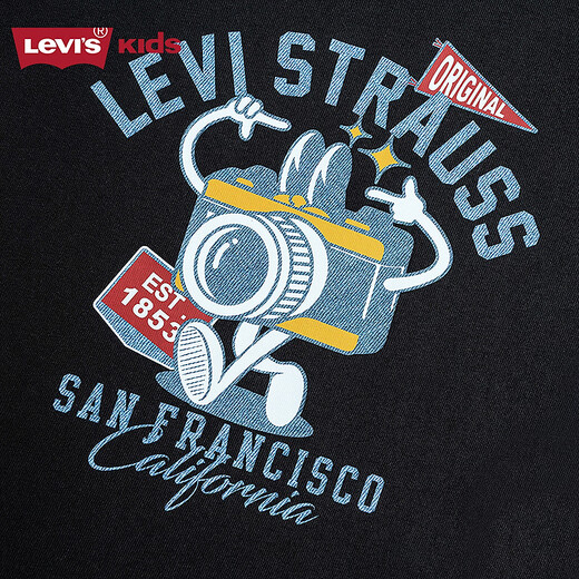 Levi s Levi's children's clothing boys' long-sleeved T-shirt pure cotton 2026 spring new soft and skin-friendly children's clothing Black Beauty 110/56 Recommended height 104-110cm