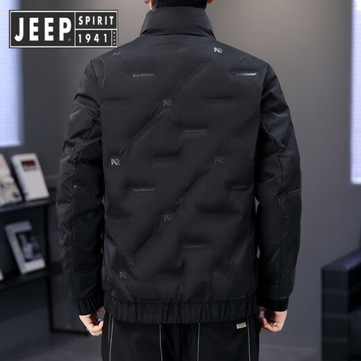 JEEP SPIRIT Jeep Thin Down Jacket Men's 2025 Winter Trend Versatile Warm White Duck Down Thickened Stand Collar Casual Outerwear 215 Black L