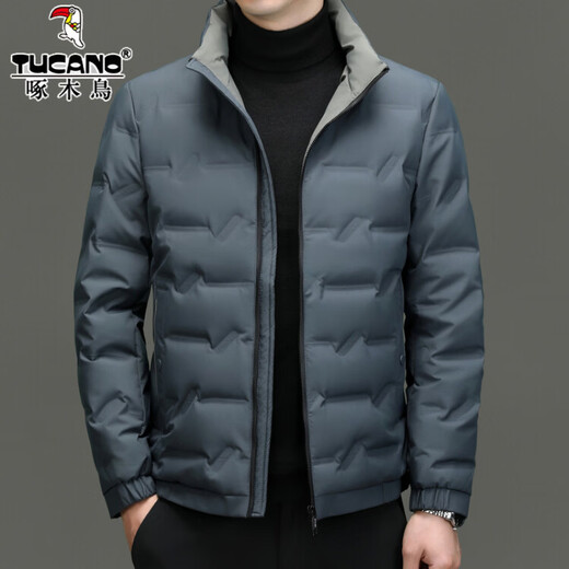 Woodpecker stand collar short down jacket men's winter 90% white duck down business casual warm thin thickened top jacket YR23292 black M