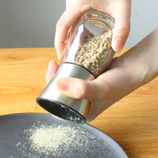 Tuojin imported quality pepper grinder from Japan, household manual sea salt and pepper grinder, stainless steel white pepper grinder, pp cover, short thickness, adjustable ceramic grinding core