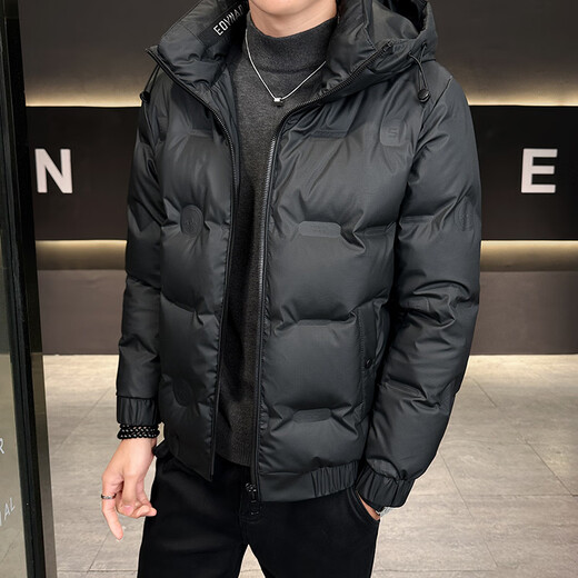 Snow Flying (SNOWFLYING) high-end brand men's down jacket 2025 winter new style short thickened cold-proof fashionable white duck down jacket black