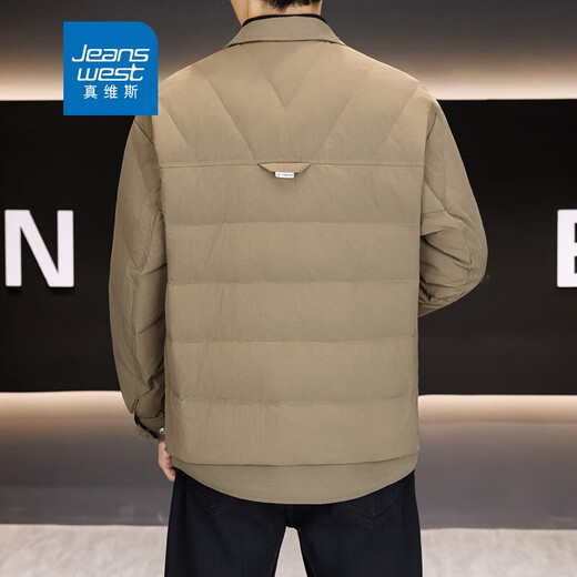 Jeanswest National Standard Новый мужской пуховик с лацканами Мужская куртка 90 Флисовый легкий тонкий чистый пуховик Коричневый 4XL