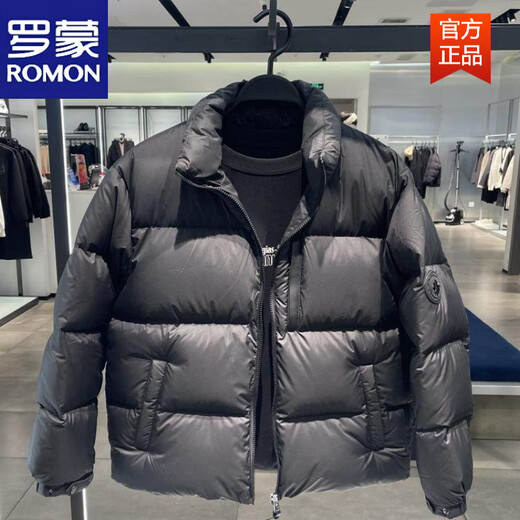 ROMON морозостойкий утолщенный пуховик с воротником-стойкой, новинка 2025 года, мужская версия значка полярной серии, черный пуховик воина, черный 2XL