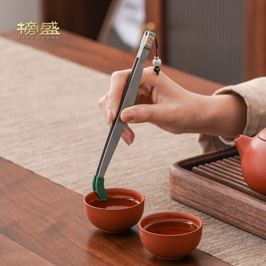He Jiagong tea clip pure titanium tea clip tweezers high-end Chinese tea leaves tea cup tea clip washing cup clip non-slip tea drinking kung fu tea set six-character mantra titanium tea clip + pure titanium water drop tea filter set