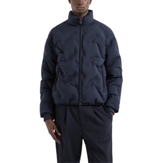 Armani solid color stand collar zipper short long-sleeved down jacket men's navy blue navy blue 3XL 56/XXXL original gift bag