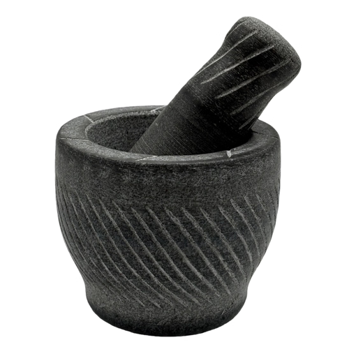 Garlic masher, stone mortar, garlic mortar, traditional Chinese medicine grinder, bluestone garlic press, garlic mortar, pepper pounding bowl, small bowl-shaped carving with lid (for 13 people)