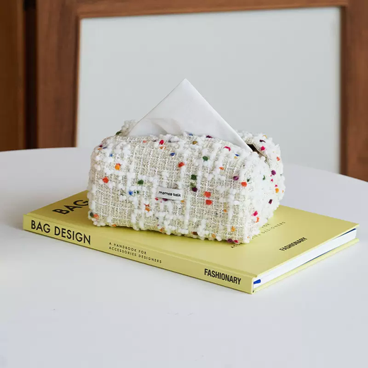 Yusenyi MolingTalk Small Fragrance Tissue Box Woven Decoration Living Room Dining Home Desktop Tissue Box Light Luxury White