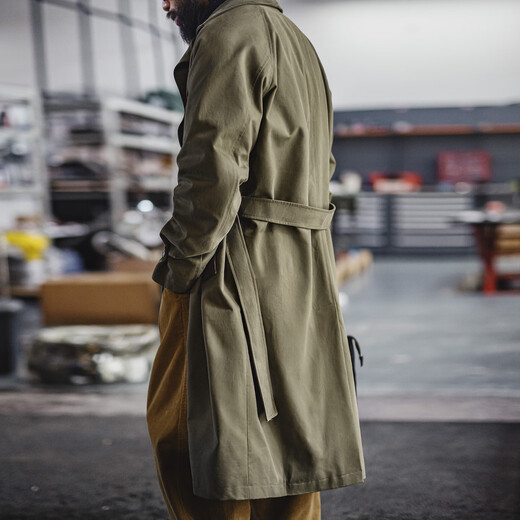 Madden workwear American retro 50s trench coat men's British style mid-length military coat lapel cotton jacket men's military green oversize/men's windbreaker 2026 new style/boys handsome style top M