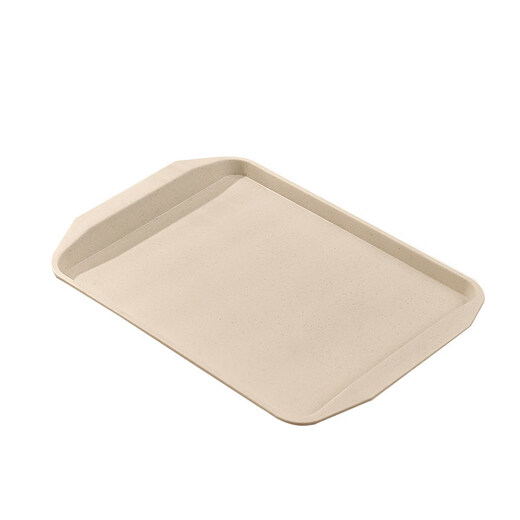 Tuojin Commercial Factory Catering Special Non-slip Fast Food Plate Plastic Tray Rectangular Canteen Hotel Serving Plate Upgraded Binary Style - Large Beige _42.5*29*3cm