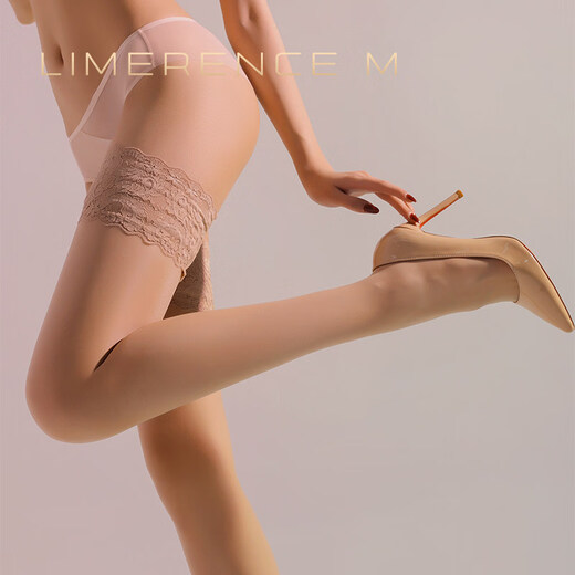 Limerence M Limerence Monet Garden Silky Glossy Stockings Women's Thin Spring and Autumn Stockings Sexy Lace High Stockings White M 0.01 Silky Style One Size (150-180c)