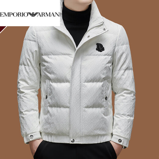 EMPORIO ARMANI Armani down jacket men's short fashion casual thickened warm and cold-proof high-end men's stand-up collar jacket white 4XL 195
