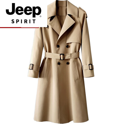 Эксклюзивный высококачественный британский мужской плащ JEEP SPIRIT, новый габардин, деловой повседневный длинный стиль, черный L, свободный стиль, 185Jin Jin равен 0,5 кг, который можно носить ниже