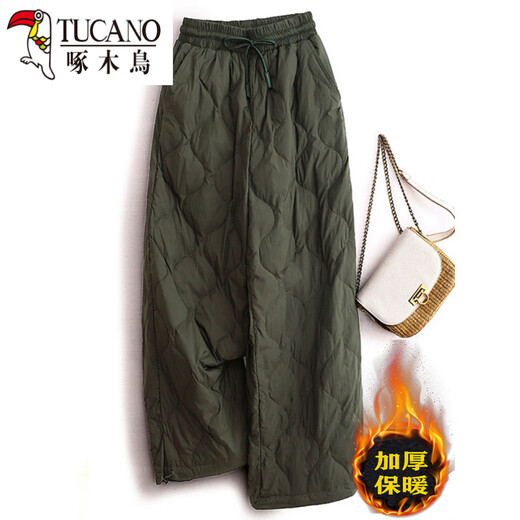 Woodpecker (TUCANO) Daunenhose Damen Herbst und Winter Plus Samtverdickte Hose 2026 Neues Modell Nordost-Minus 40 Grad kältebeständige Baumwollhose Armeegrün XL Empfohlen 130-145 Jin Jin entspricht 0,5 kg