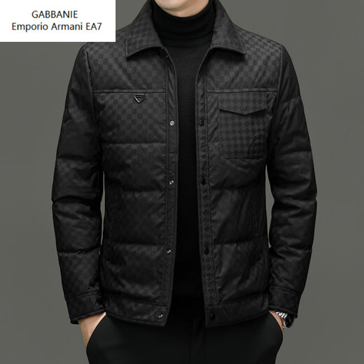 Emporio Armani EA7 Armani 2026 high quality men's winter lapel down jacket thickened warm workwear outdoor sports plaid 90 white duck black XL 180