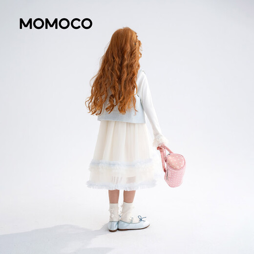 Mamie Maka (MOMOCO) 2026 children's clothing suit dress girls small fragrance sweet fashion suit skirt blue 105