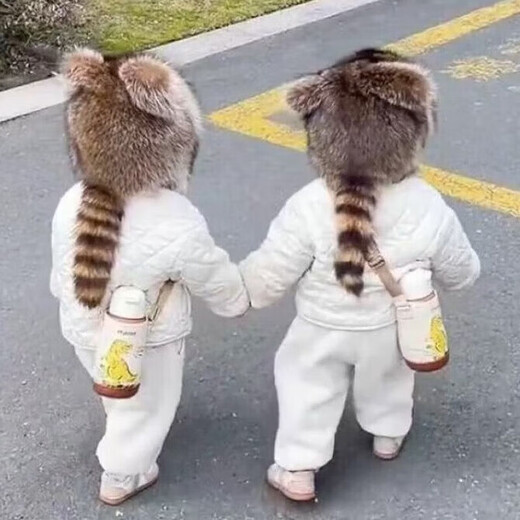 Jin Bingsheng little raccoon hat winter women's hat genuine leather Lei Feng hat ear protection hat raccoon leather parent-child hat women's fashionable style children 1-6 years old imitation fur winter thickened parent-child cartoon hat