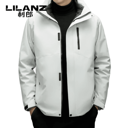 利郎（LILANZ）2025冬季新款三合一羽绒服男短款可拆卸内胆冲锋衣保暖外套潮 黑色 M