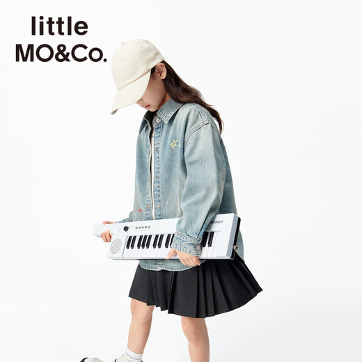 Little MO&Co. Show same style little moco children's clothing 26 new children's pony pure cotton denim shirt long-sleeved parent-child denim blue 140 140/68