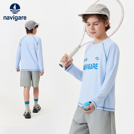 Navigare children's T-shirt spring new boys long-sleeved T-shirt girls sweatshirt spring sports sky blue 150