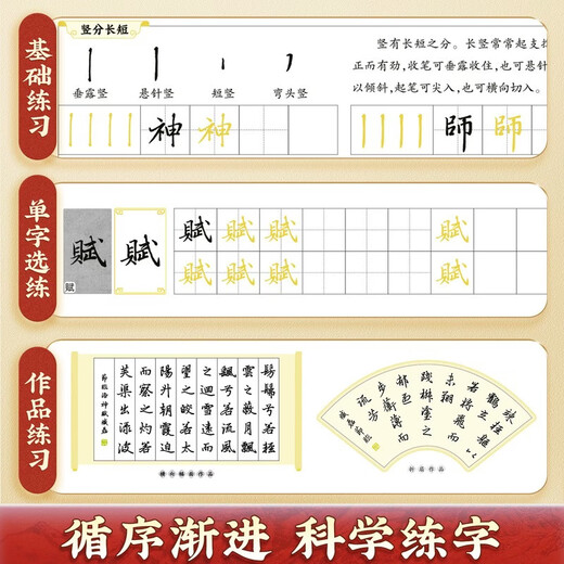 Chinese Ten Thousand Volumes Zhao Mengfu's Running Script Luo Shen Fu Fountain Pen Practice Copybook Hard Pen Calligraphy Copying and Tracing Red Traditional Chinese Characters Tutorial for College Students and Beginners to Tracing Red