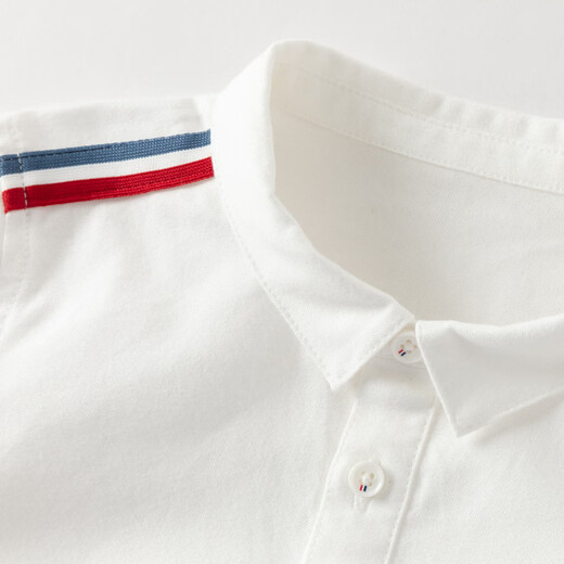 DAVE&BELLA children's shirt 2026 spring new college style boys' white shirt pure cotton children's top baby bottoming shirt off-white ready stock 120 cm (recommended height 110-120cm)