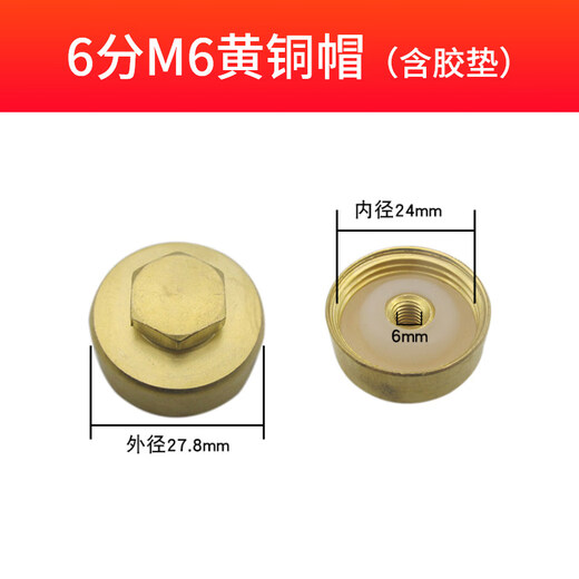 Qiaobolai electric water heater sewage outlet nut brass nut 4 points 5 minutes 6 minutes 8 minutes 1 inch screw waterproof cap magnesium rod accessories 4 points M4 brass cap sewage outlet magnesium rod special